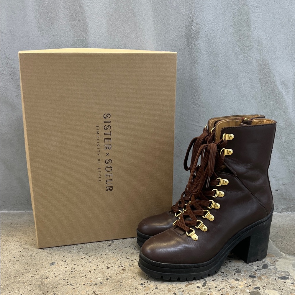 Sister x Soeur Brown Leather Ankle Boots